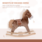 HOMCOM Kids Rocking Horse Wooden Plush Age 3 Children Ride On Toy Rocker Baby