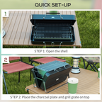 Outsunny Portable BBQ Grill with Suitcase Design for Camping Picnic Party, Black