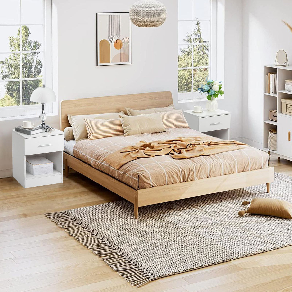 cortex-london-york-white-two-tier-bedside-cabinet-particleboard-drawer-open-shelf