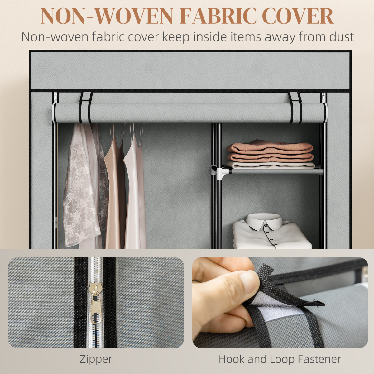 cortex-london-kensington-fabric-wardrobe-six-shelves-hanging-rail-light-grey