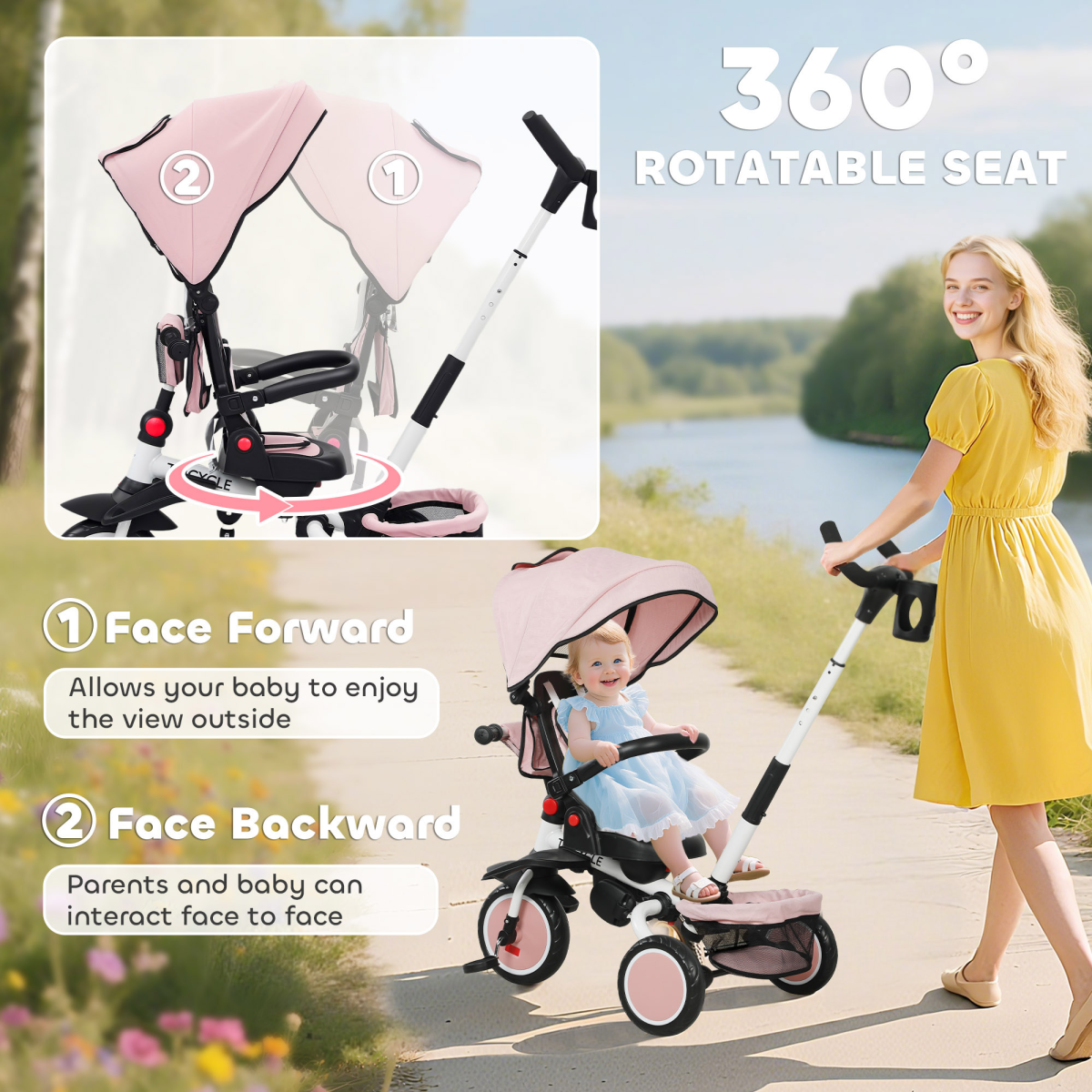 cortex-london-windsor-pink-6-in-1-kids-trike-adjustable-backrest