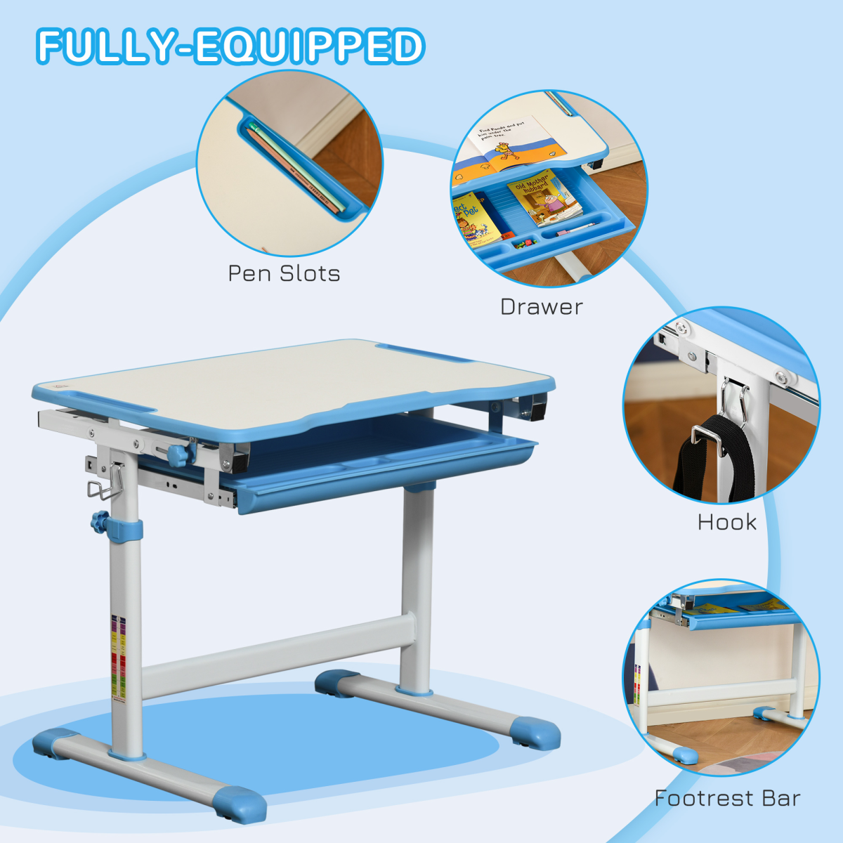 cortex-london-windsor-adjustable-kids-desk-and-chair-set-with-drawer-pen-slots-and-hook