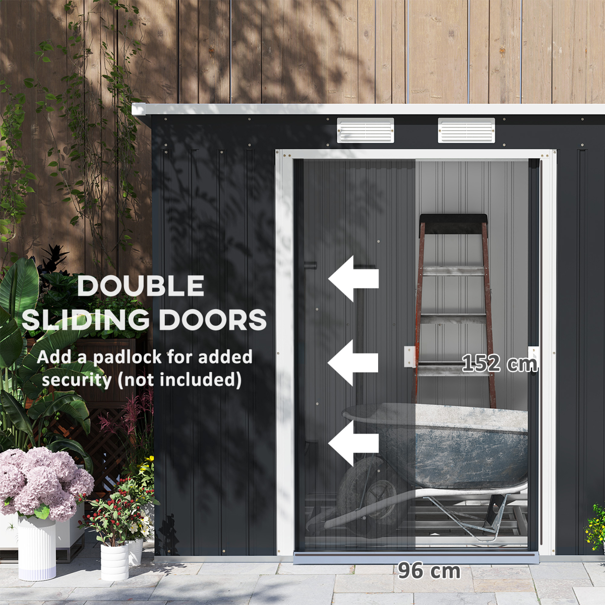 cortex-london-windsor-7-x-4ft-metal-garden-storage-shed-double-door-dark-grey