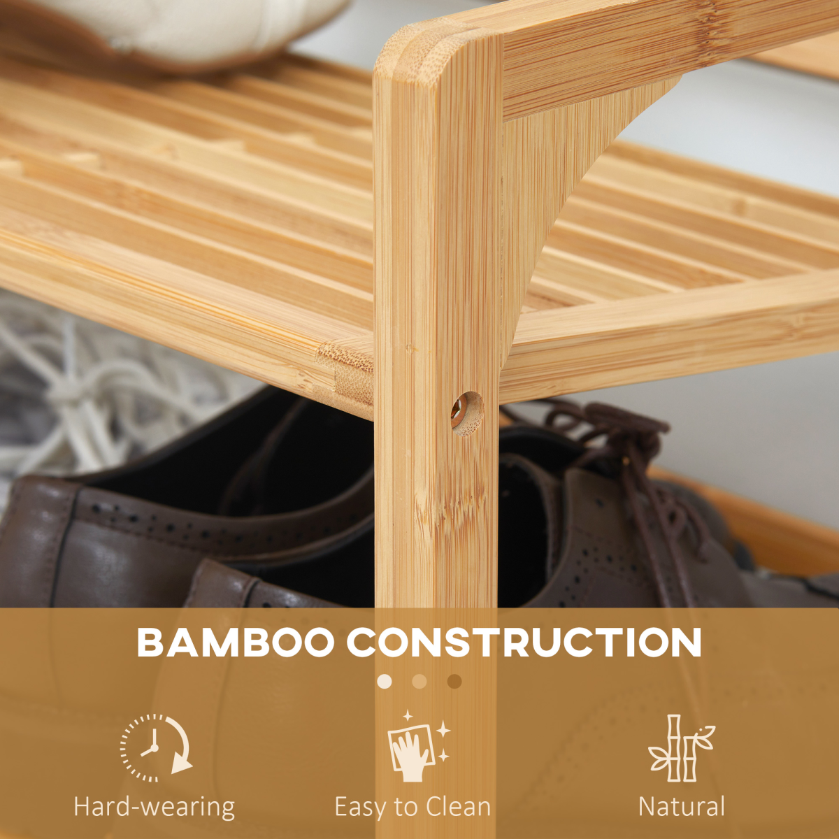 Bamboo Shoe Rack, 3-tier Shoe Storage Shelf for 9 Pair Shoes for Entryway