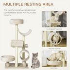 Multi-Level Large Cat Tree Scratching Post Perch Play Center Tunnel Beige