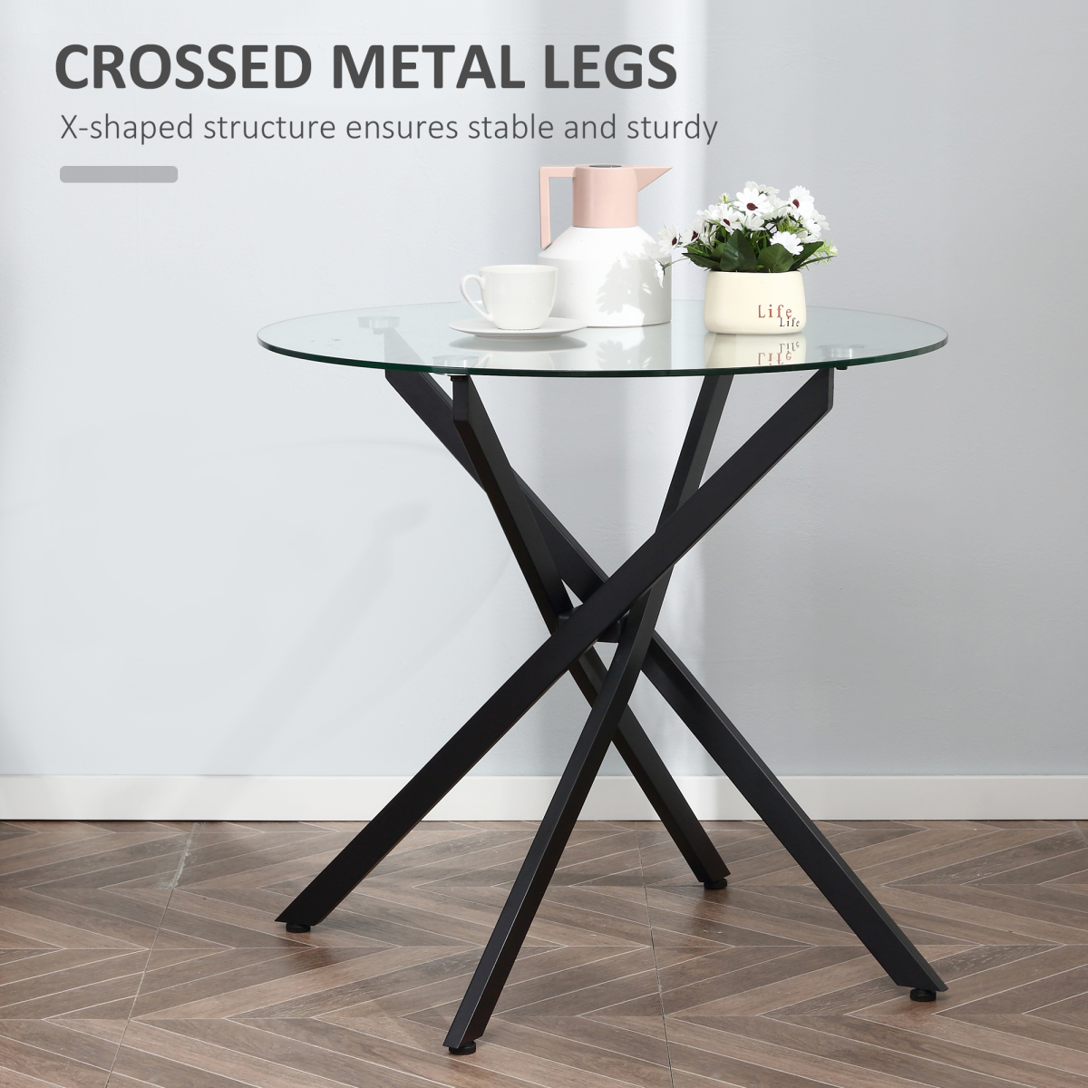 cortex-london-kensington-clear-glass-round-metal-dining-table