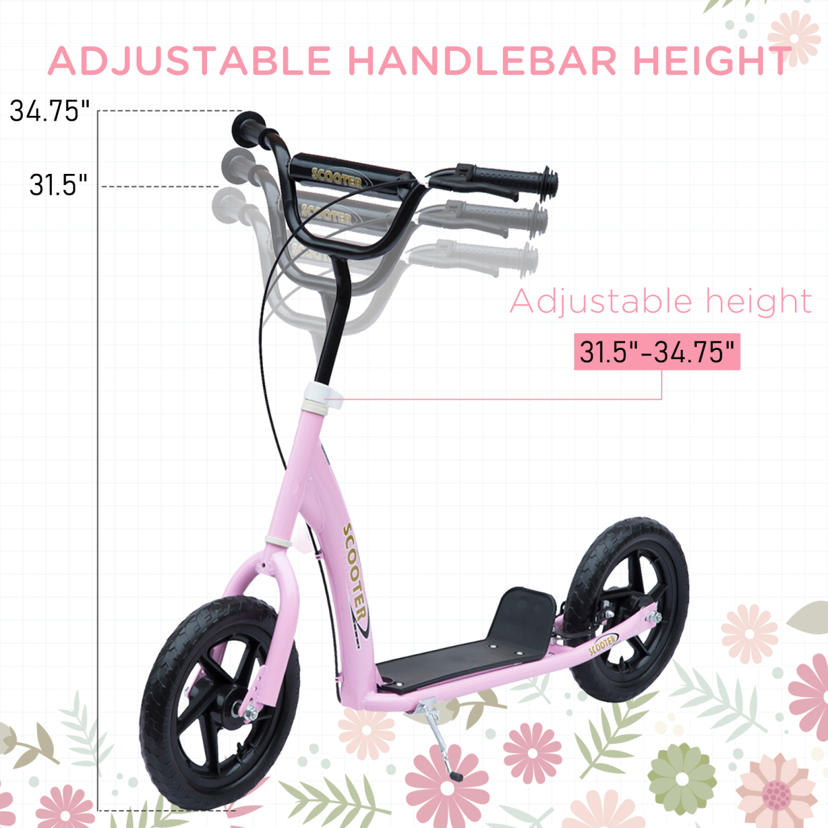 cortex-london-windsor-pink-kids-scooter-adjustable-handlebars-steel