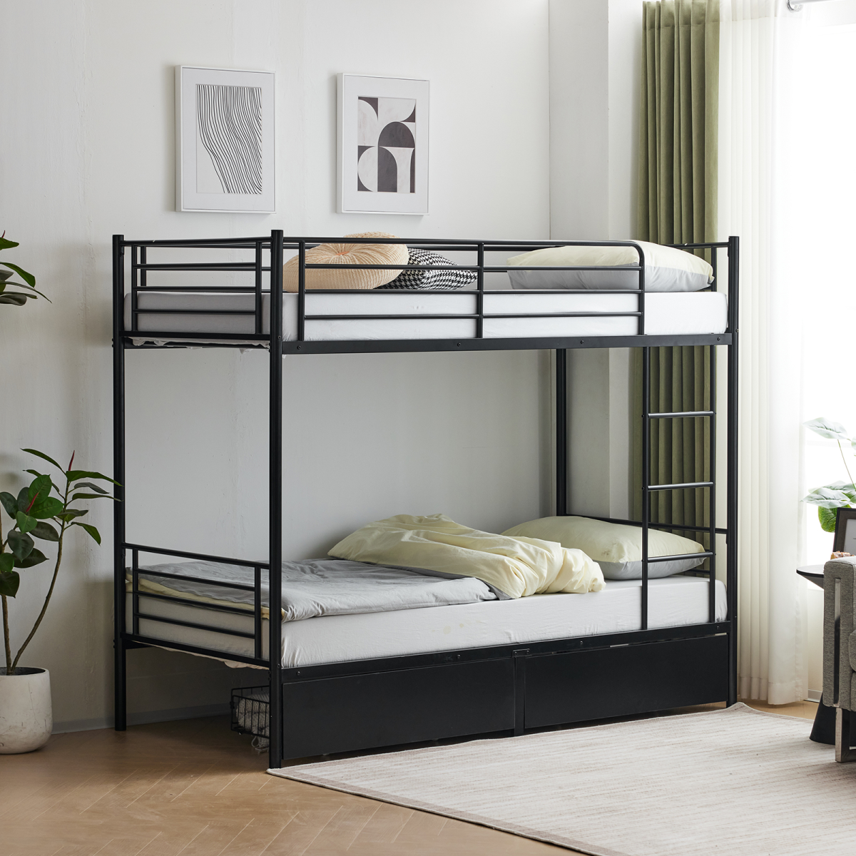 cortex-london-windsor-black-metal-twin-over-twin-bunk-bed-two-storage-drawers