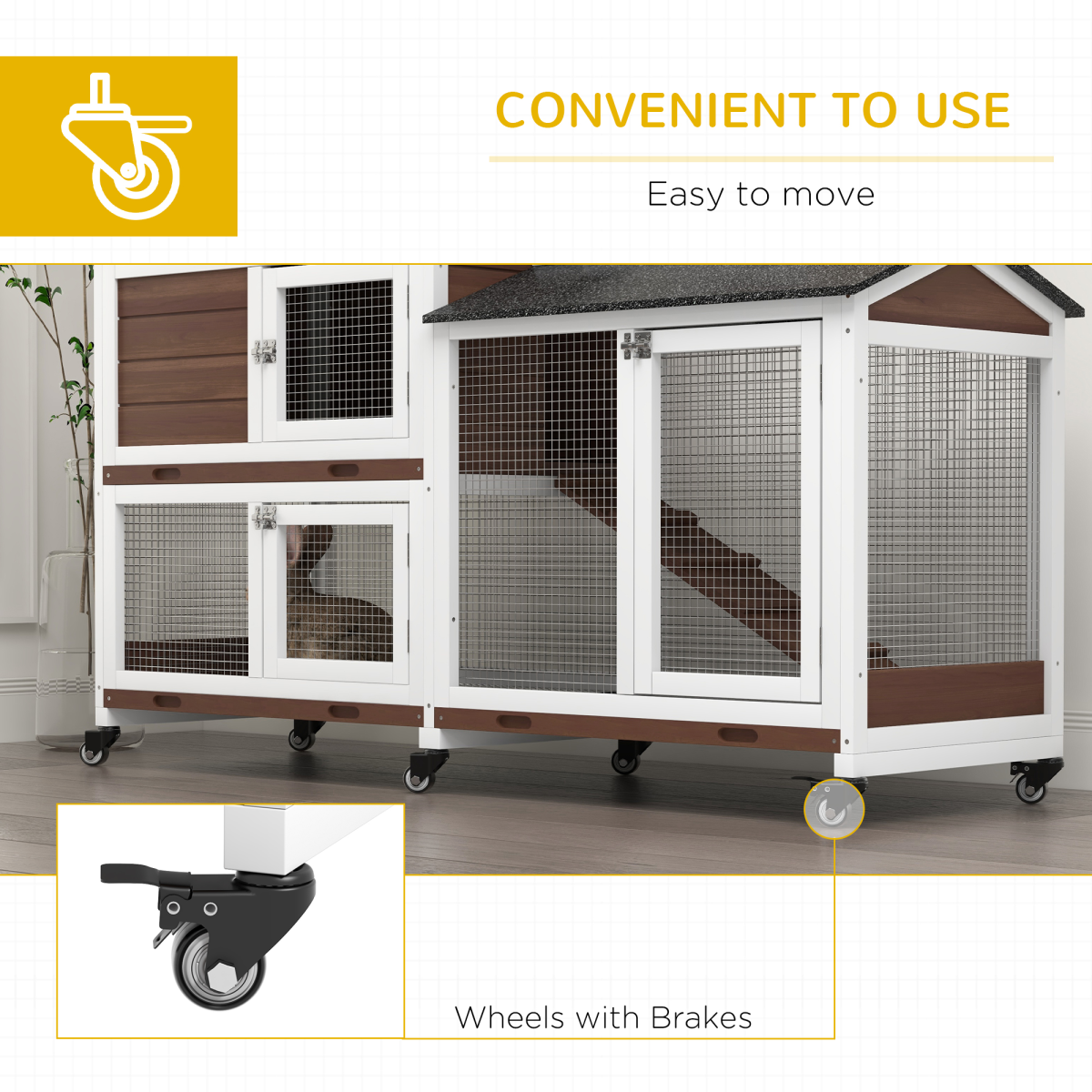 cortex-london-windsor-wooden-rabbit-hutch-guinea-pig-cage-with-wheels-run-ramp-brown