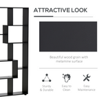 178cm 8-Shelf Bookcase w/ Melamine Surface Foot Pads Black Multipurpose 8-Grid