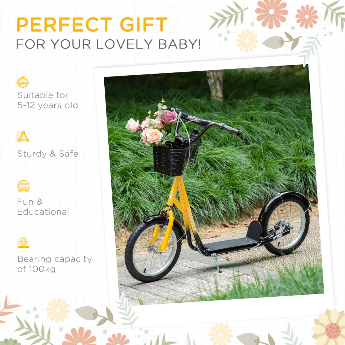 cortex-london-york-kids-adjustable-scooter-with-brakes-and-basket