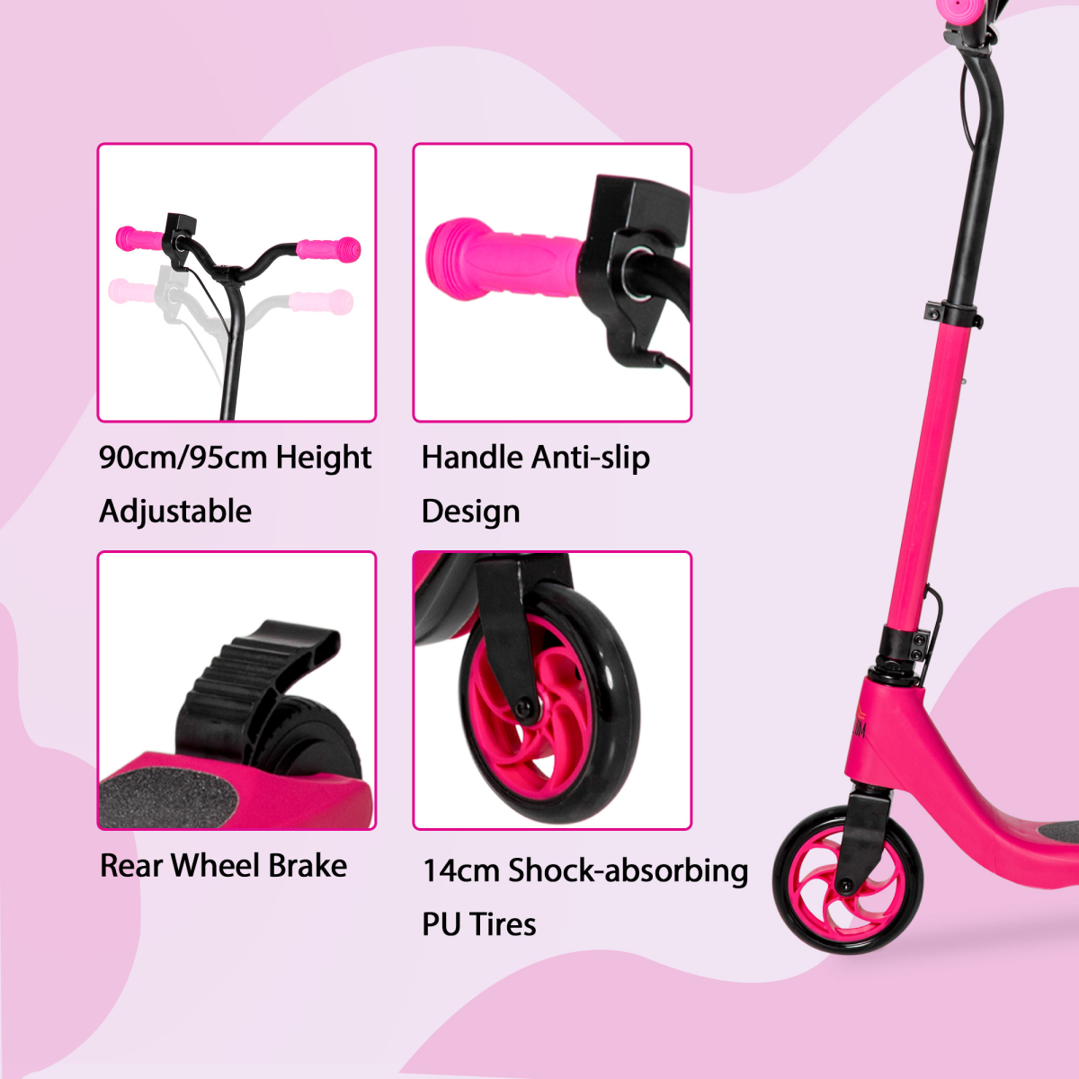 cortex-london-windsor-pink-120w-kids-electric-scooter-rear-brake-battery-level-display