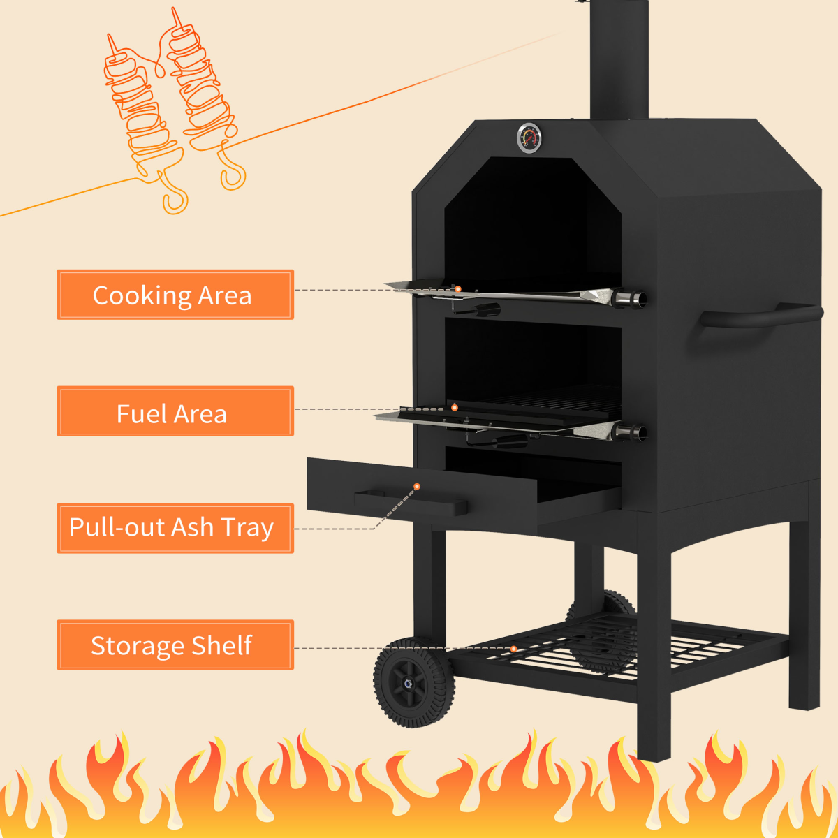 cortex-london-windsor-outdoor-pizza-oven-charcoal-grill-black-rain-cover-shelf-wheels