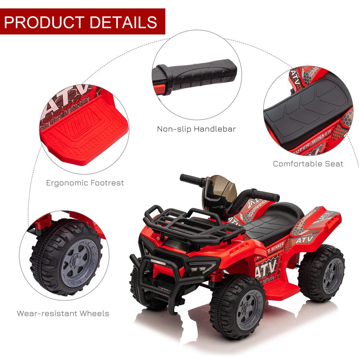 cortex-london-windsor-red-6v-kids-electric-ride-on-quad-bike-atv