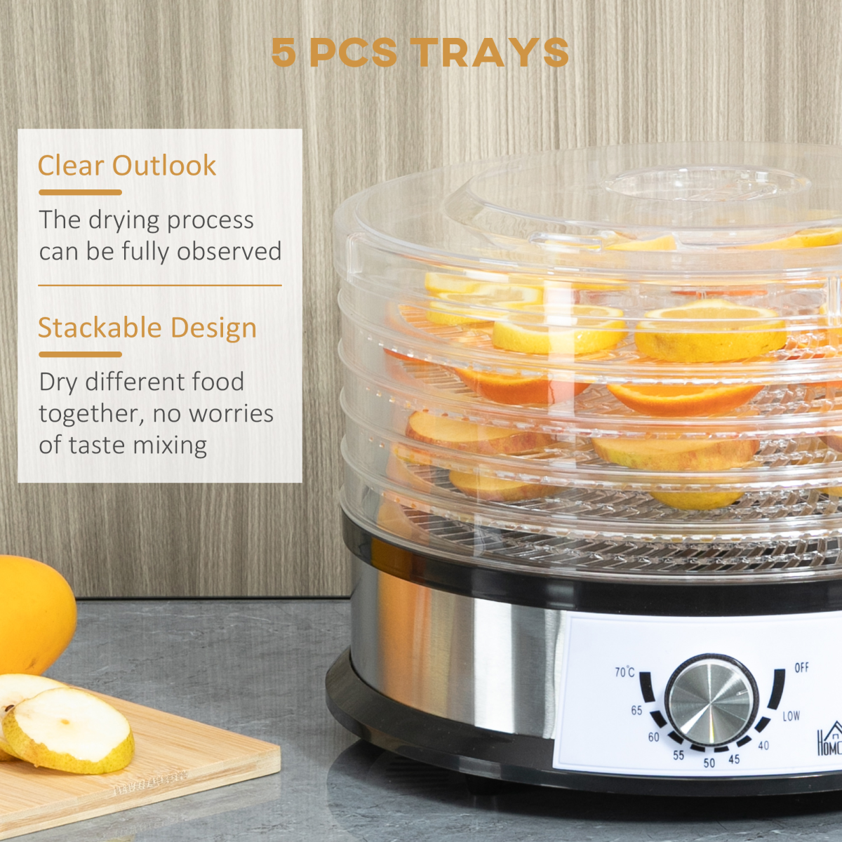 cortex-london-york-five-tier-food-dehydrator-250w-stainless-steel-silver