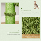 Cactus Cat Tree  for Indoor Cats w/ Scratching Post Hammock Bed Toy Ball - Green