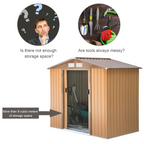 9x6 ft Metal Shed Khaki Storage Large Yard Store Door Container