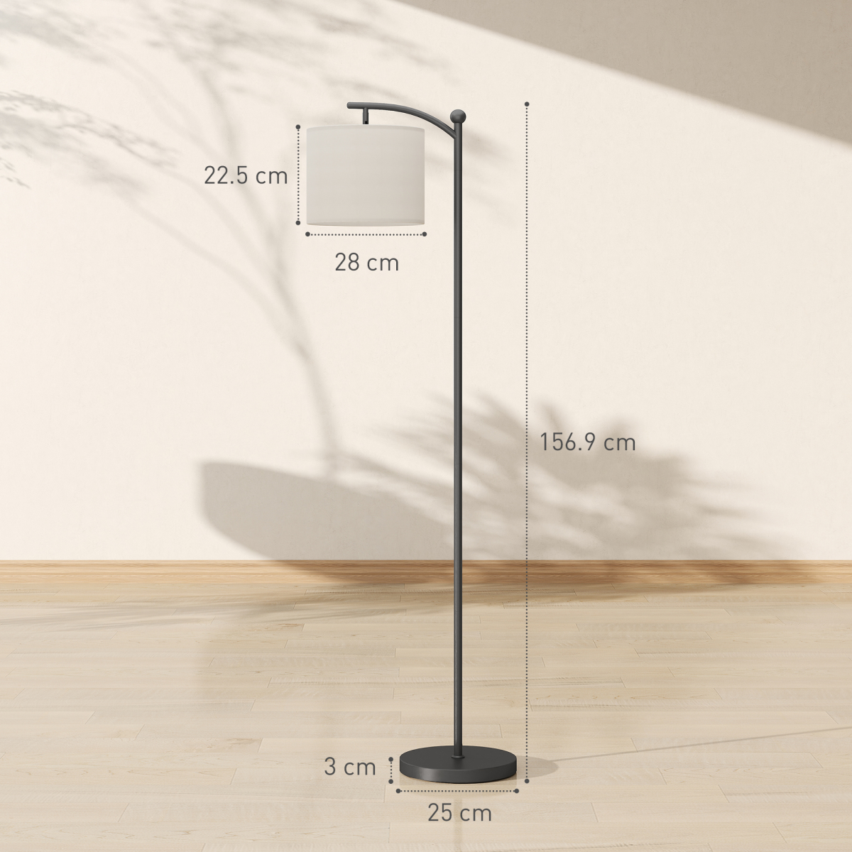 HOMCOM LED Floor Lamp with Dimmable Colours Temperature & Brightness, Black
