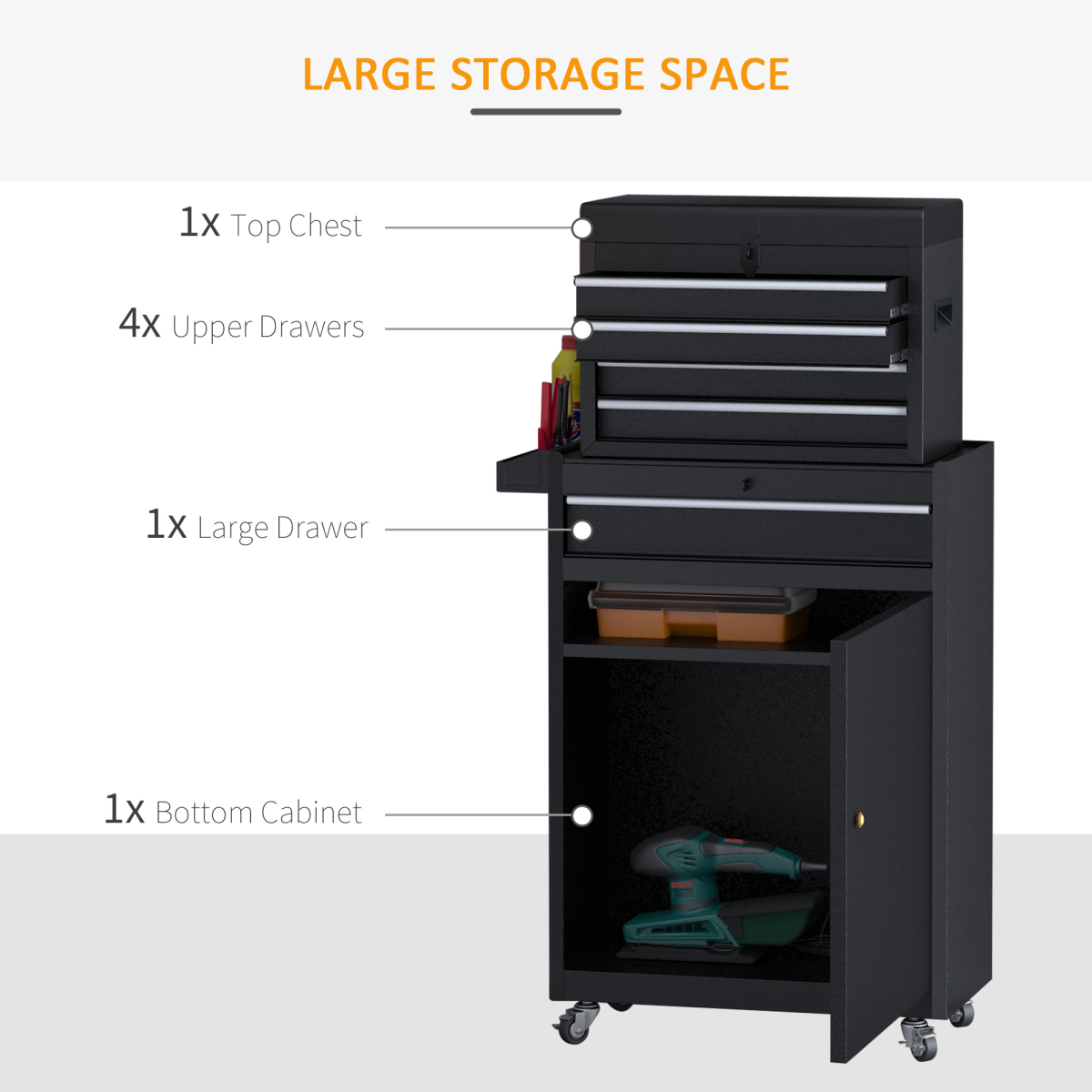 cortex-london-windsor-steel-four-drawer-dual-door-tool-cabinet-on-wheels-black