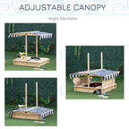 Kids Square Wooden Sandpit Children Cabana Sandbox Outdoor Playset