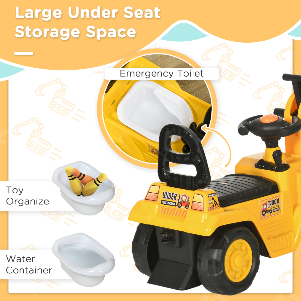 HOMCOM 2 in 1 Kids Ride On Tractor with Bucke, for 1.5-4 Years Old, NO POWER