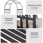 Outsunny Metal Bench W/Arch, 114L cm-Grey