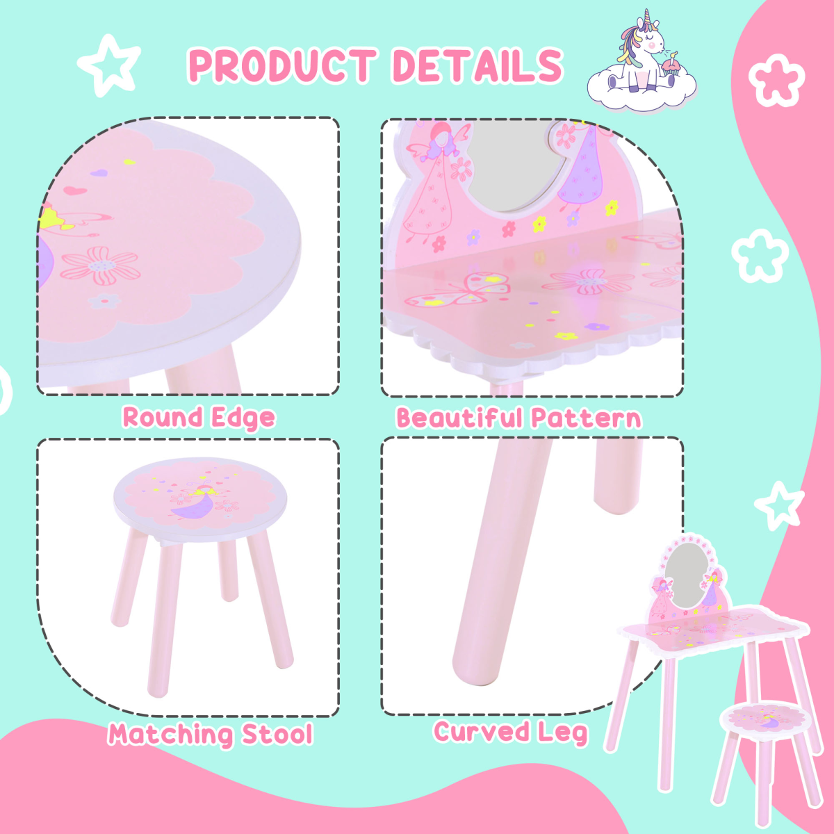 cortex-london-windsor-girls-pink-dressing-table-make-up-play-set-with-chair-and-mirror