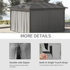 3 x 3m Gazebo Replacement Sidewall Set with 4 Panels, Hooks/C-Rings  Light Grey