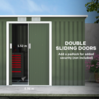 9ft x 4.25ft Corrugated Metal Shed  with Foundation Vent Doors Green