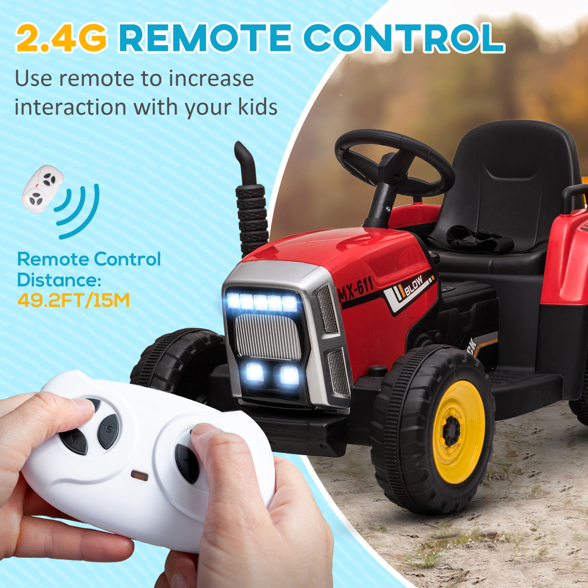 cortex-london-windsor-remote-control-ride-on-tractor-red-detachable-trailer