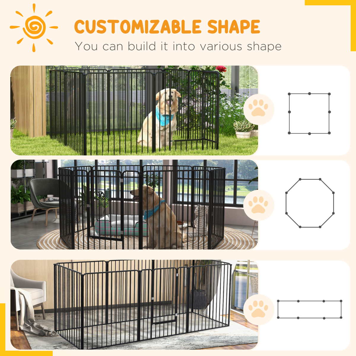 cortex-london-windsor-100cm-eight-panel-steel-dog-playpen-black