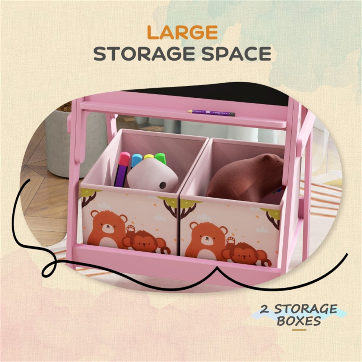 cortex-london-windsor-pink-kids-art-easel-blackboard-whiteboard-mdf-storage-boxes