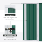 4.7ft x 2.8ft Garden Shed Steel Sloped Roof Door w/ Latch Green