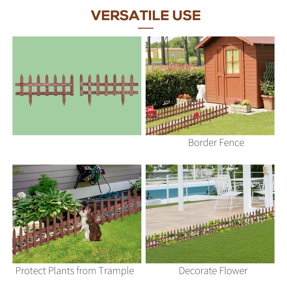 cortex-london-windsor-fir-wood-garden-picket-border-fence-set-of-12-rustic-brown