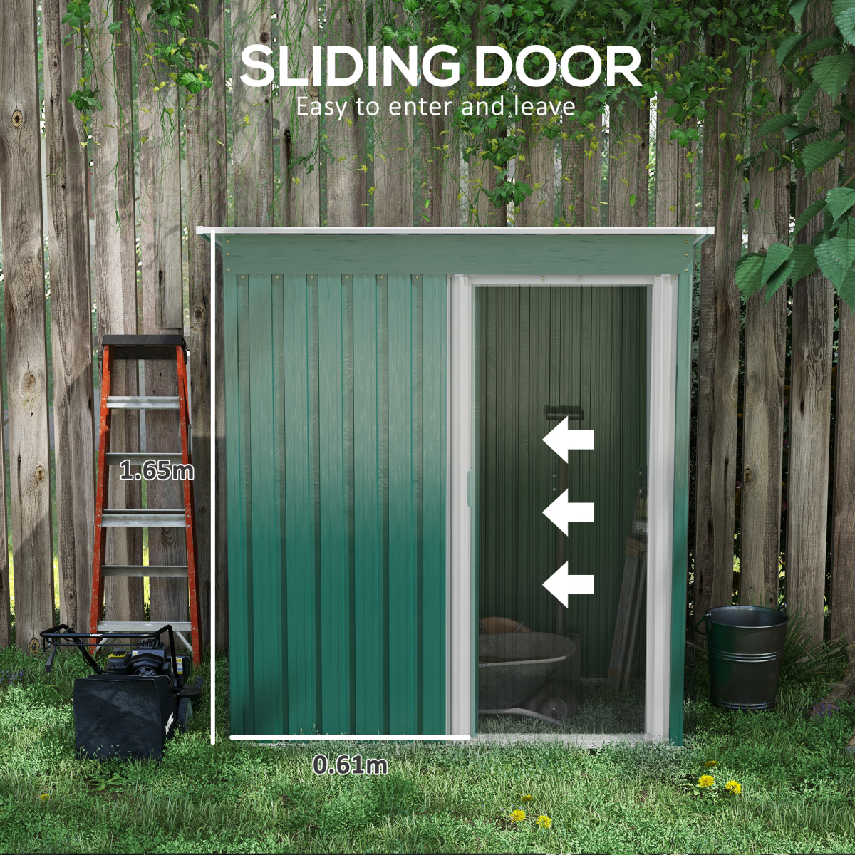 cortex-london-outsunny-westminster-garden-storage-shed-green-galvanised-steel-sliding-door-sloped-roof