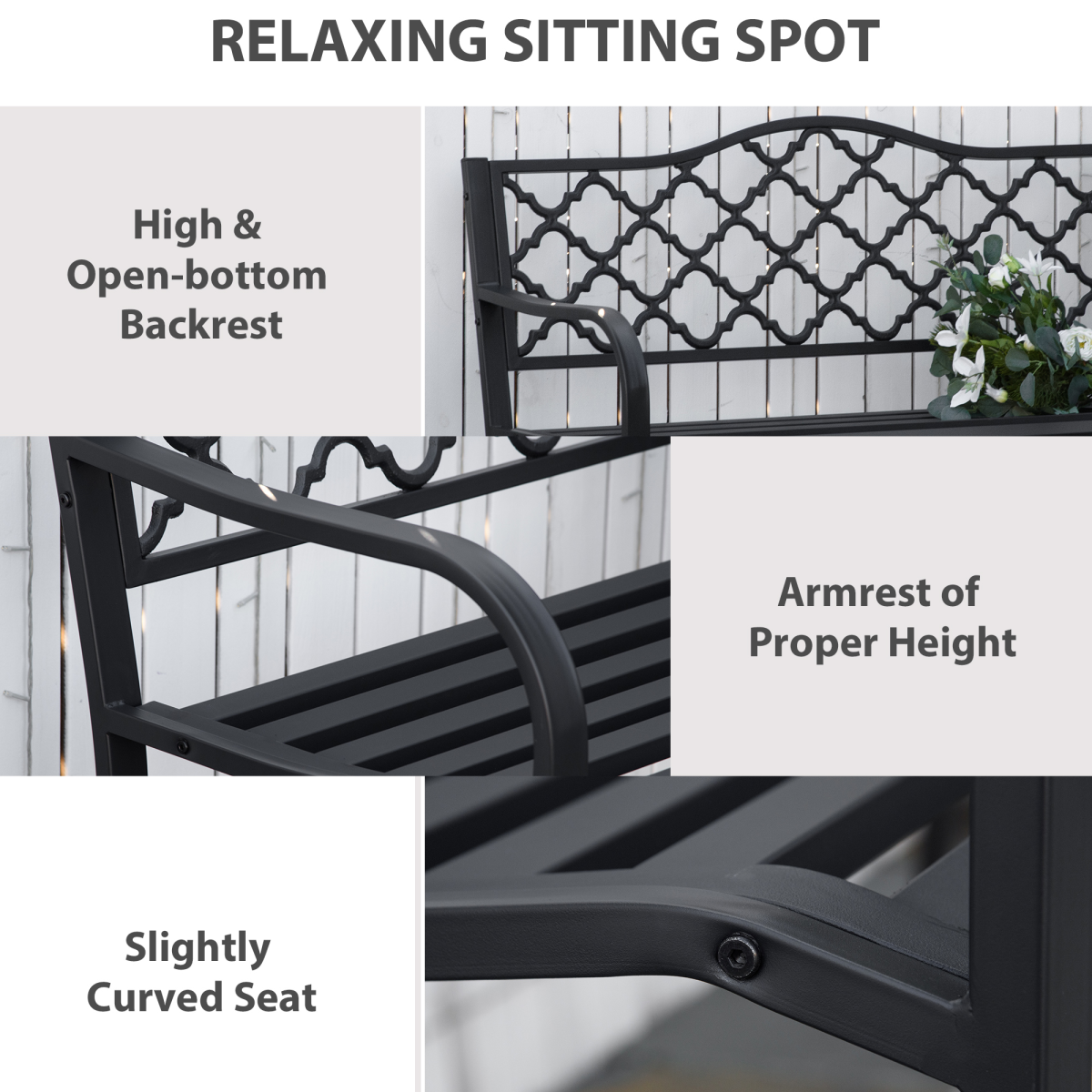 cortex-london-windsor-antique-steel-2-seater-outdoor-garden-bench-armrest-matte-black