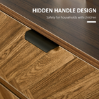 Side Cabinetwith 2 Storage Drawer Unit Herringbone Pattern, Walnut Brown