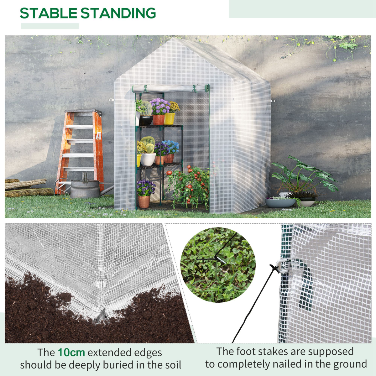 cortex-london-york-mini-greenhouse-green-steel-pe-cover-metal-shelves