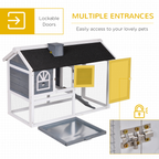 Rabbit Hutch Wood Bunny Cage for Outdoor Indoor w/ Pull Out Tray Run Box Ramp