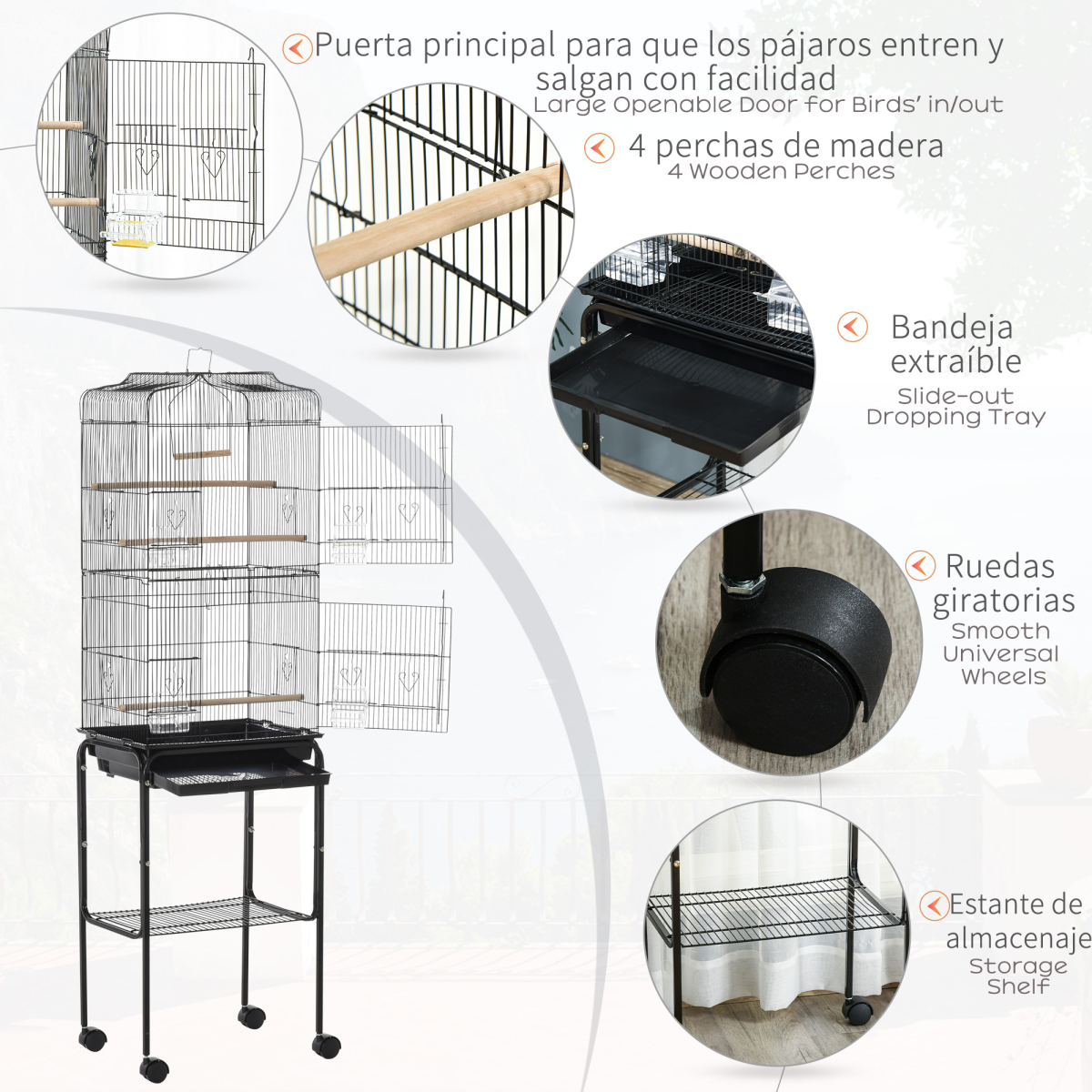 cortex-london-windsor-metal-bird-cage-with-rolling-stand-black