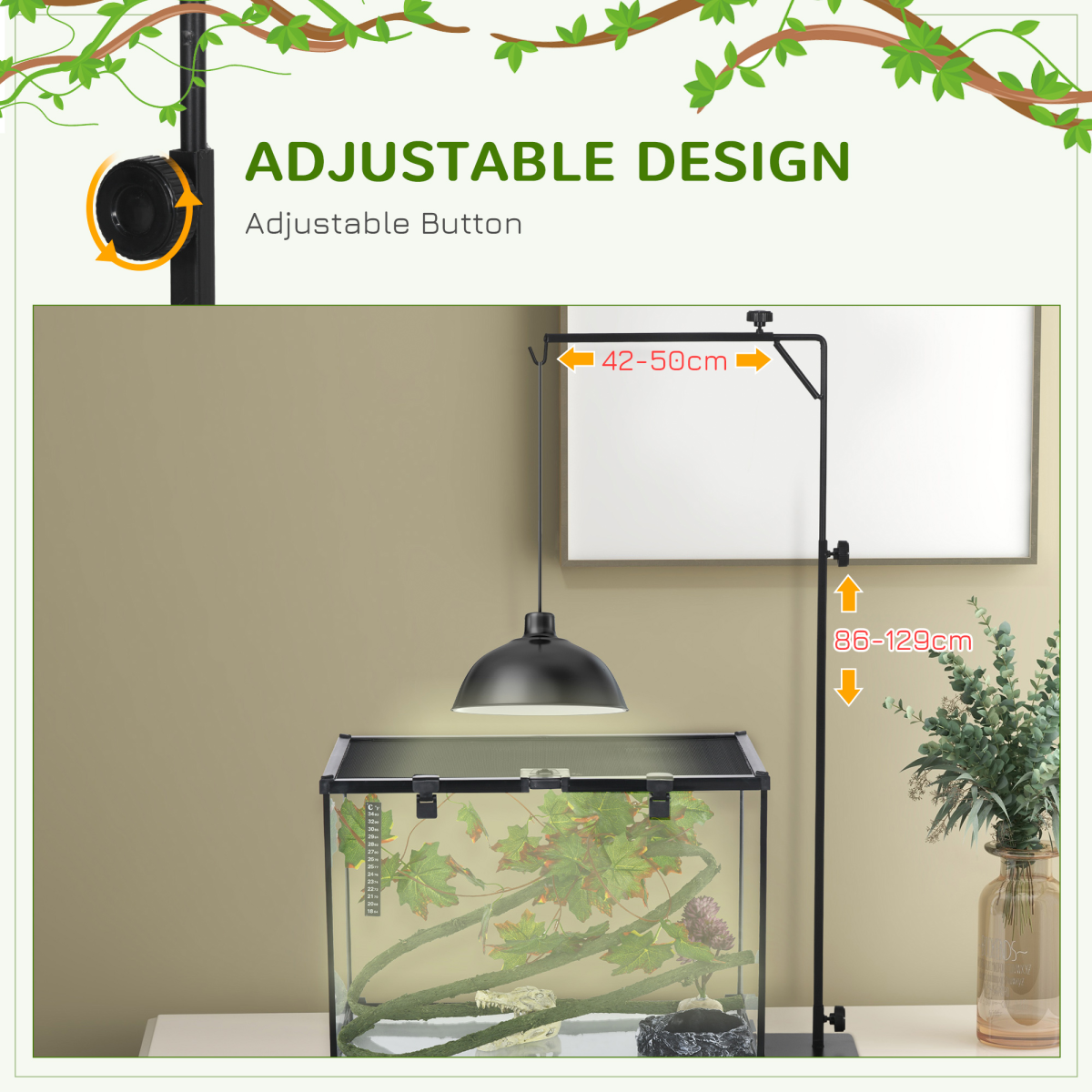 cortex-london-pawhut-reptile-lamp-stand-adjustable-steel-black