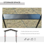 2.5x1.5m Grill Outdoor BBQ Gazebo Canopy & Side Shelves PC Roof Aluminium