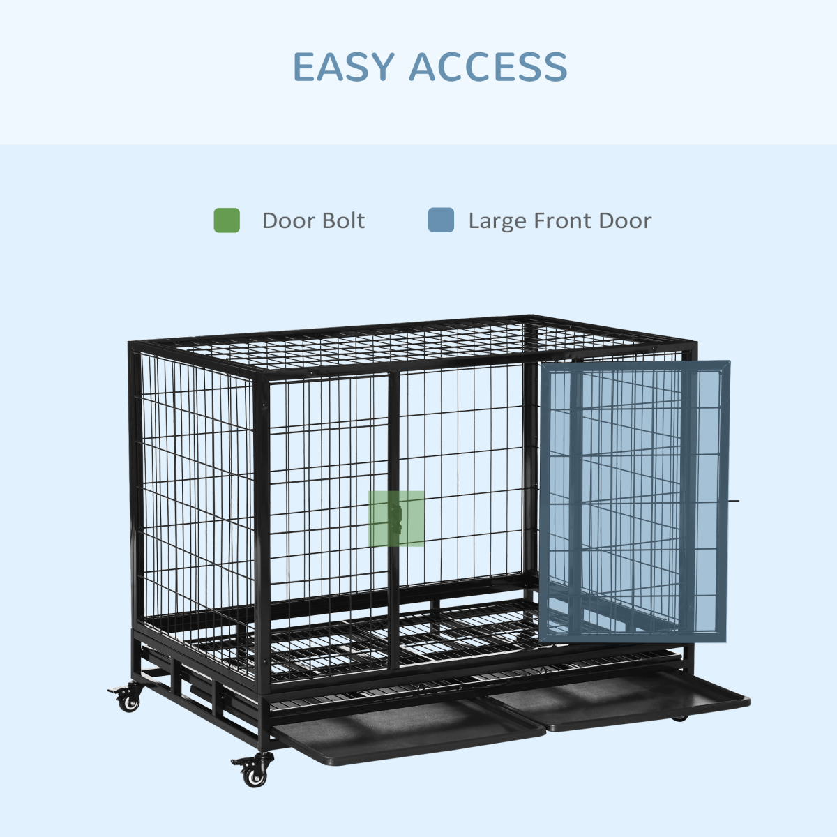 cortex-london-york-large-black-metal-dog-kennel-cage-with-wheels-and-tray