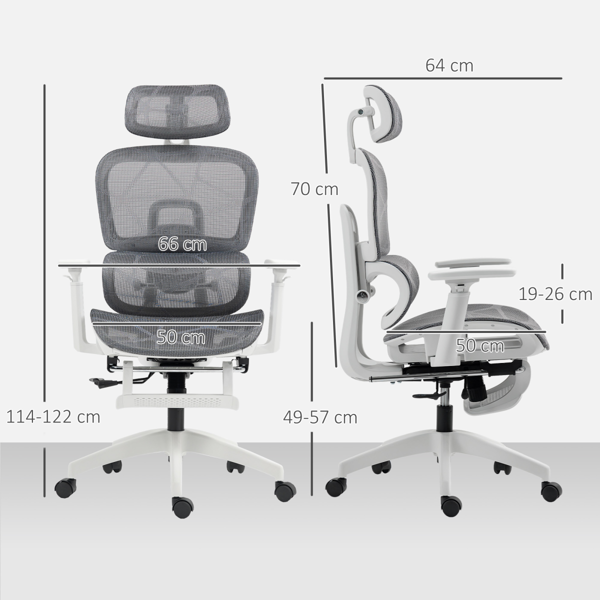 HOMCOM Ergonomic Office Chair Swivel Computer Chair with 3D Armrest Grey