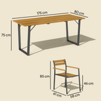 Outsunny 7 Piece Garden Dining Set with Table and 6 Stackable Chairs, Brown