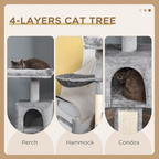 Cat Tree Tower w/ Sisal Scratching Posts Pad Hanging Ball Perch Condo Hammock
