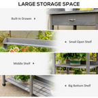 Garden Potting Workstation Bench w/ Galvanized Metal Tabletop