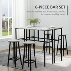 6-Piece Bar Table Set, 2 Breakfast Tables with 4 Stools,Grey