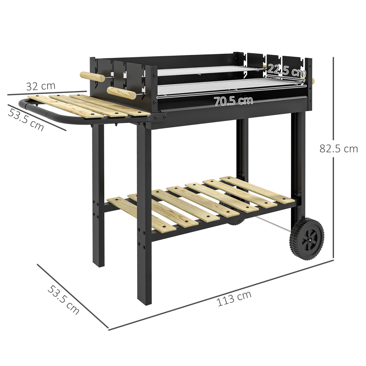 cortex-london-windsor-charcoal-bbq-grill-shelves-wheels-black