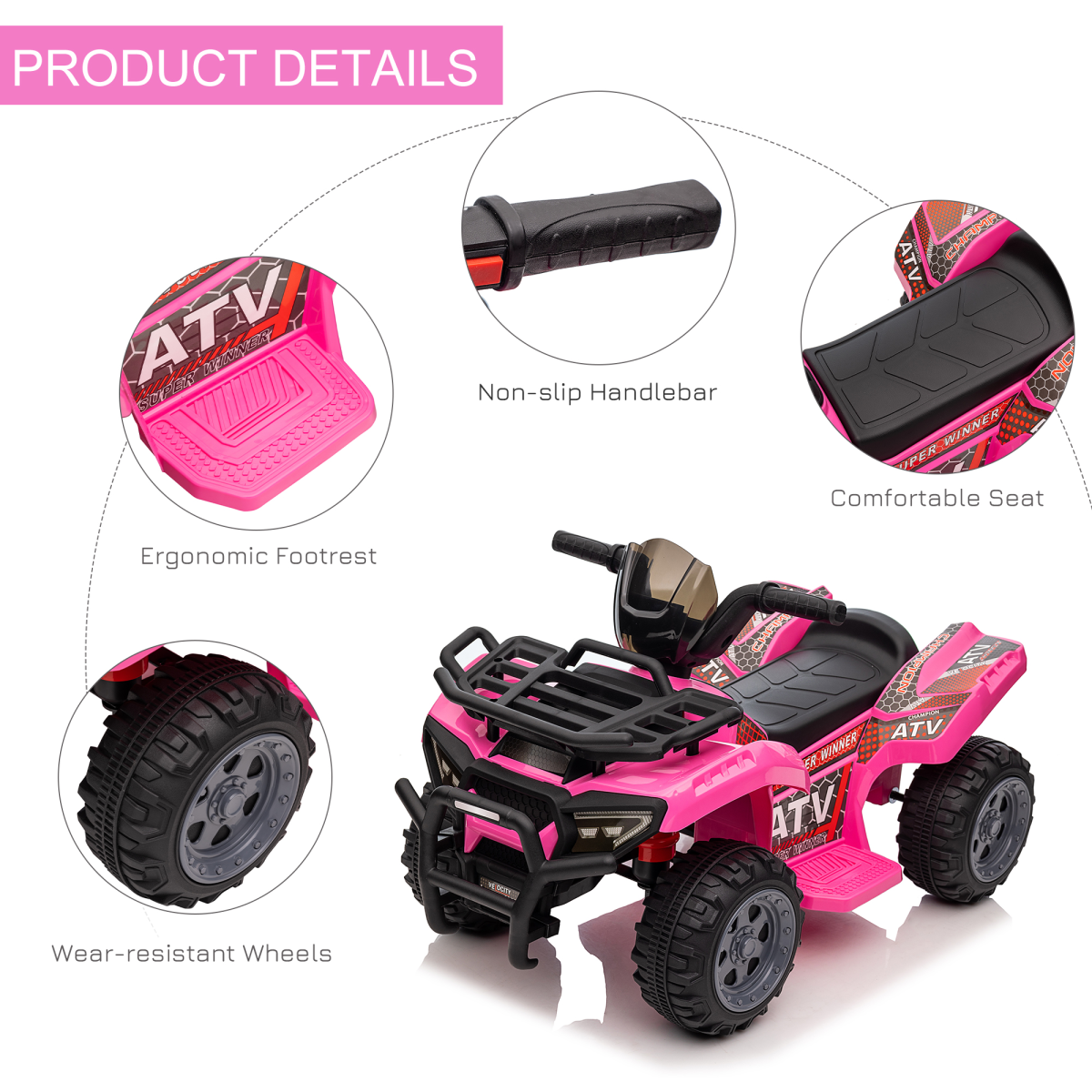cortex-london-windsor-kids-ride-on-atv-car-pink-music